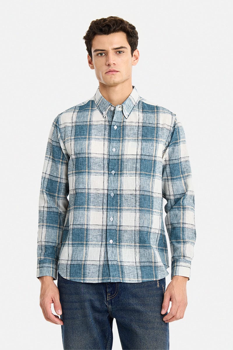 Men's Gray Checked Casual Shirt
